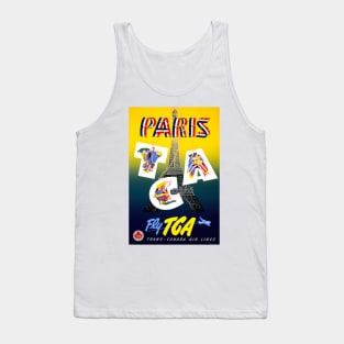 Vintage Travel Poster France Paris Fly TCA Tank Top